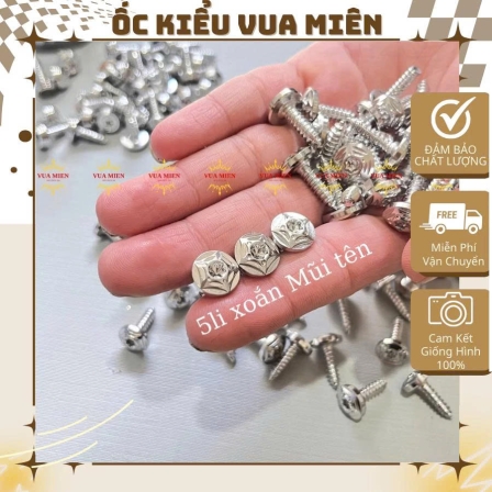 Ốc dàn áo 5li xoắn, nhuyễn mẫu Thái V2, Mũi tên Inox 304 gắn dàn áo và ốp pô e cho các dòng xe