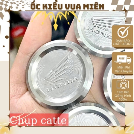 Chụp che sên catte logo honda cánh chim inox304 CNC tặng 4 ốc catte
